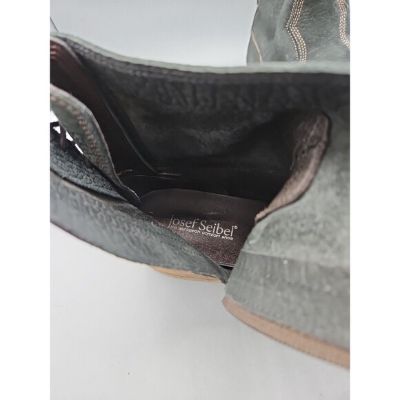 Josef Seibel Sienna 01 Boots Womens 7.5 38 Black Back Tie Leather Booties Ankle - Picture 10 of 12